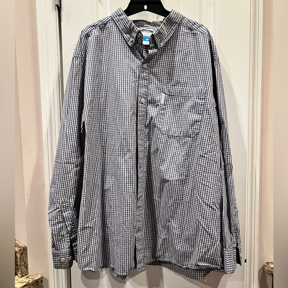 Columbia Blue Plaid Long Sleeve Shirt Sz X…